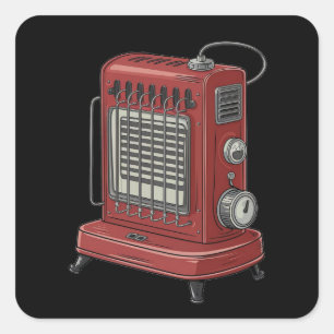 red heater vintage square sticker