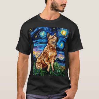 Red Heeler Starry Night Cattle Dog Colourful Art b T-Shirt