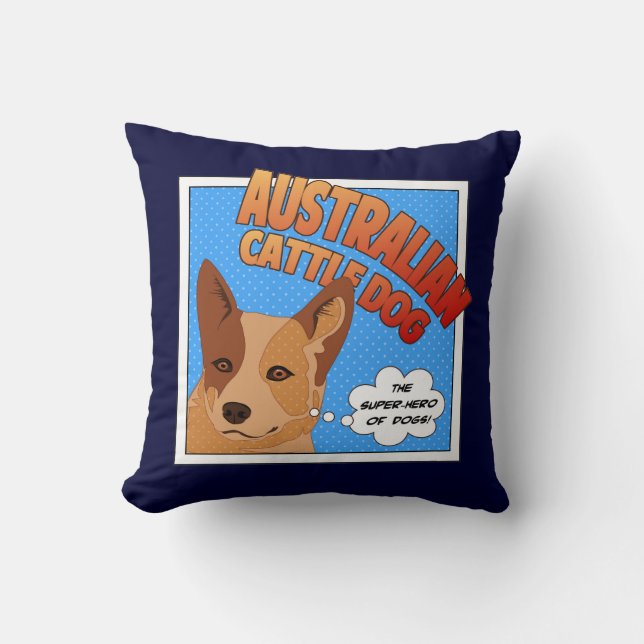 Red Heeler Super Hero Cushion (Front)