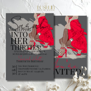 Red Heels & Dress Thirties Elegant Birthday Invitation