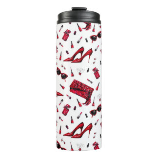 Red heels, fashion accessories pattern. thermal tumbler