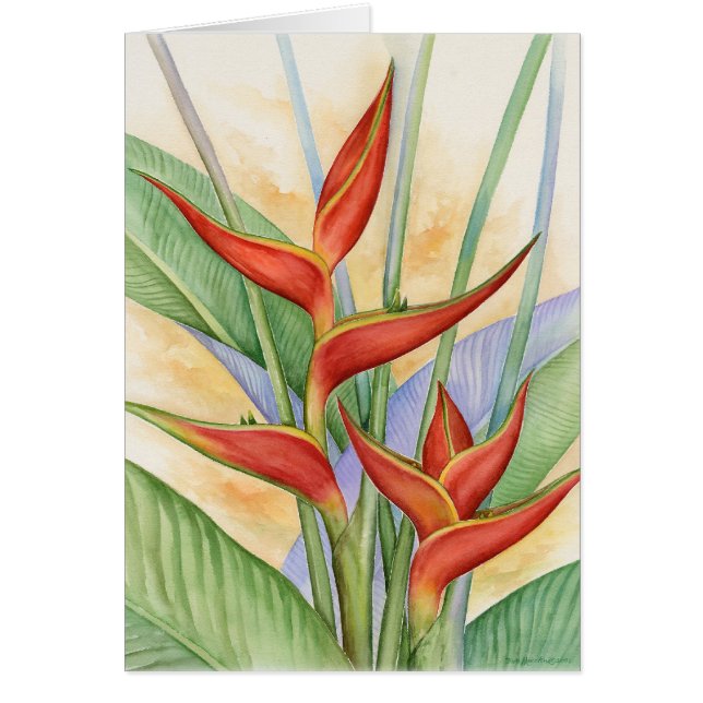Red Heliconia Tropical Flowers Painting - Multi (Front)
