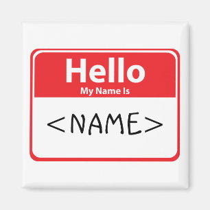 Red Hello My Name is , <NAME> Magnet