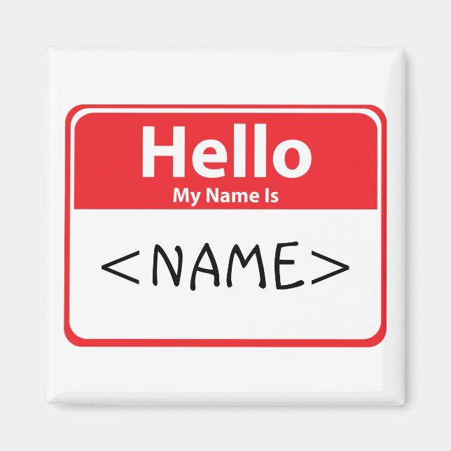 Red Hello My Name is , <NAME> Magnet (Front)