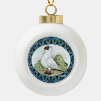 Red Helmet Pigeon Design Ceramic Ball Christmas Ornament