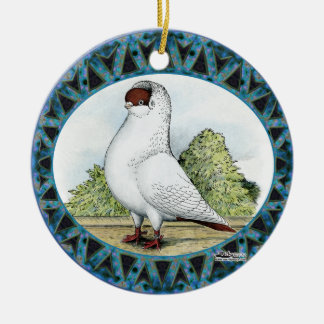 Red Helmet Pigeon Design Ceramic Tree Decoration