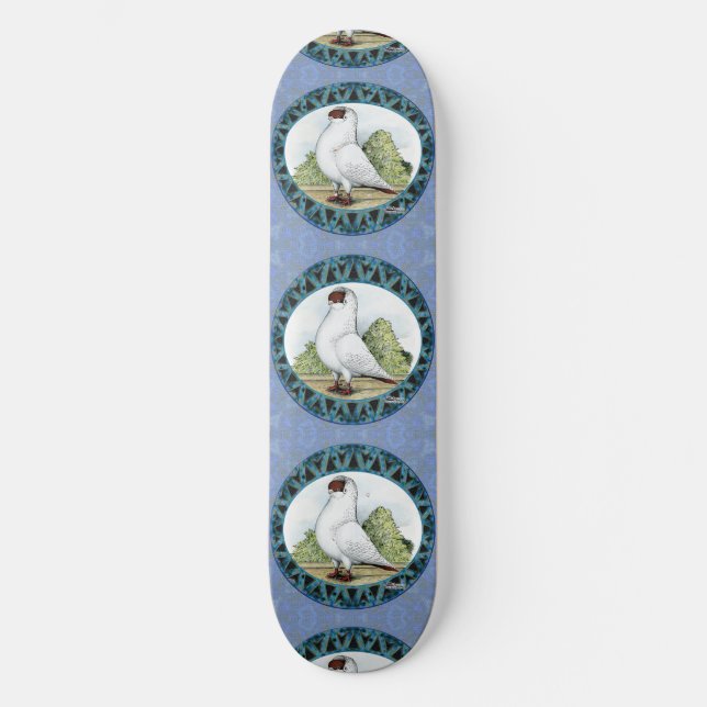 Red Helmet Pigeon Design Skateboard (Front)