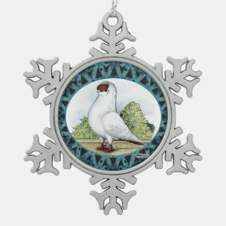 Red Helmet Pigeon Design Snowflake Pewter Christmas Ornament