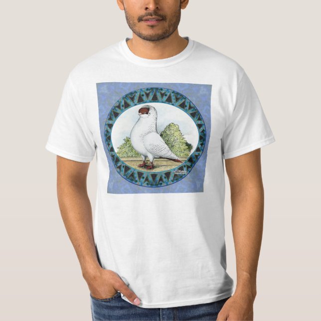 Red Helmet Pigeon Design T-Shirt (Front)