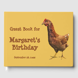 Red Hen Chicken Bird Birthday Party Guest Book