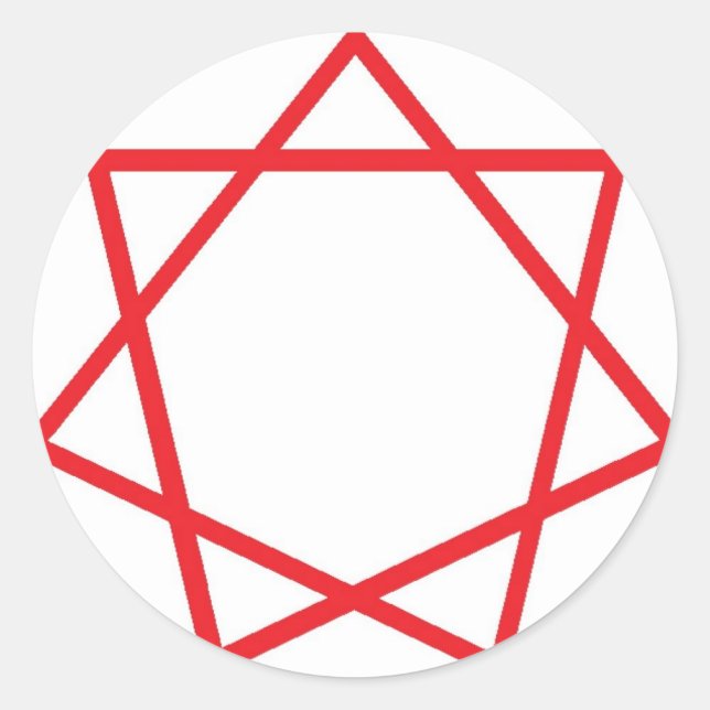 Red Heptagram Classic Round Sticker (Front)