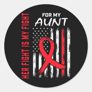 Red Her Fight Aunt Heart Disease Awareness Usa Fla Classic Round Sticker