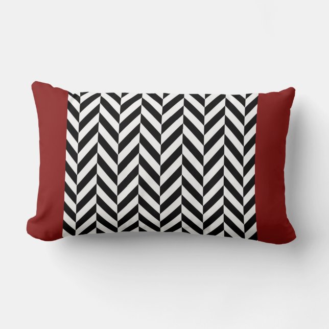 Red Herringbone Stripe Reversible Pillow (Front)
