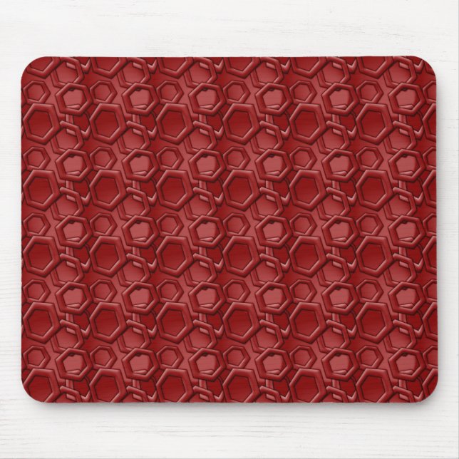 Red Hexagons Mouse Pad (Front)