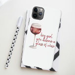 Red Hey Girl You Deserve A Glass Of Wine Quote<br><div class="desc">Modern Black Dots & Bubble Chat Pink With Hey</div>