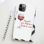 Red Hey Girl You Deserve A Glass Of Wine Quote iPhone 11Pro Max Case<br><div class="desc">Modern Black Dots & Bubble Chat Pink With Hey</div>
