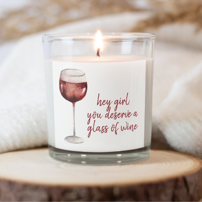 Red Hey Girl You Deserve A Glass Of Wine Quote Square Sticker (Creator Uploaded)