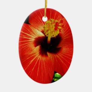 Red Hibiscus Ceramic Tree Decoration