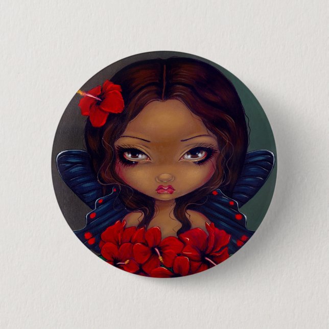 "Red Hibiscus Fairy" Button (Front)