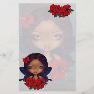 "Red Hibiscus Fairy" Stationery