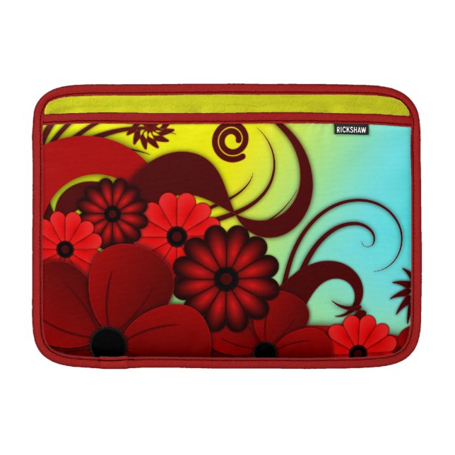 Red Hibiscus Floral 11 Inch Macbook Air Sleeve - H (Front)