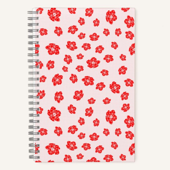 Red Hibiscus Floral Notebook (Front)