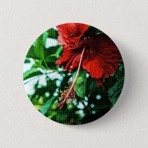 Red Hibiscus Flower 6 Cm Round Badge