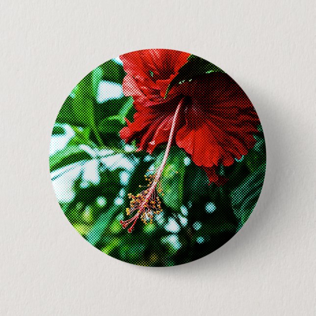 Red Hibiscus Flower 6 Cm Round Badge (Front)