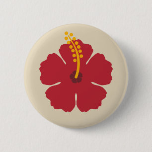 Red Hibiscus Flower 6 Cm Round Badge