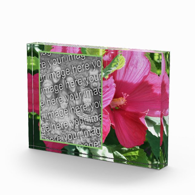 Red Hibiscus Flower Add Your Own  Photo Block (Right)