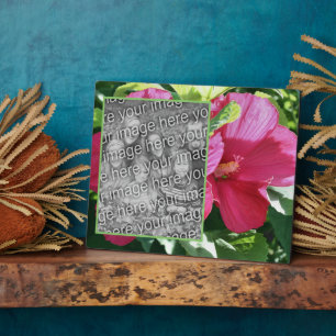 Red Hibiscus Flower Add Your Own Photo Plaque