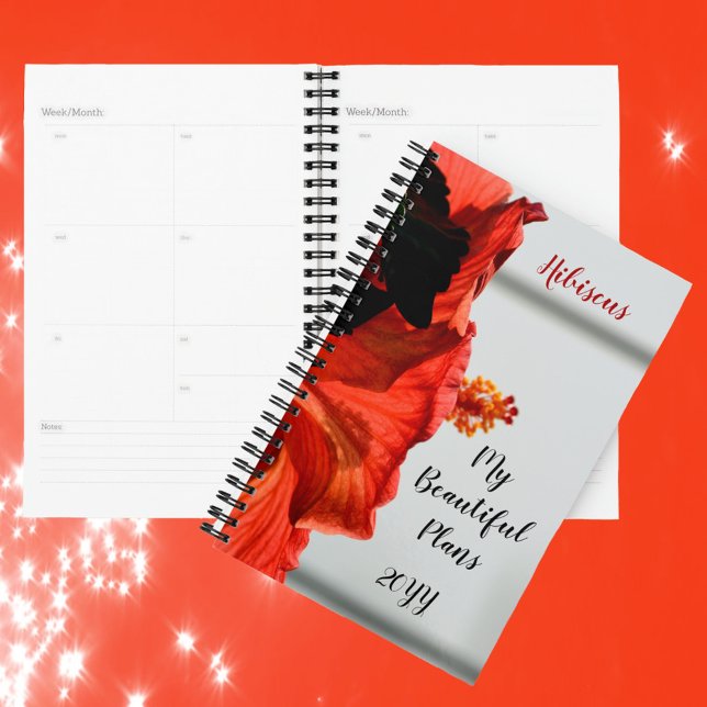 Red Hibiscus Flower Beautiful Plans Customisable Planner (Creator Uploaded)
