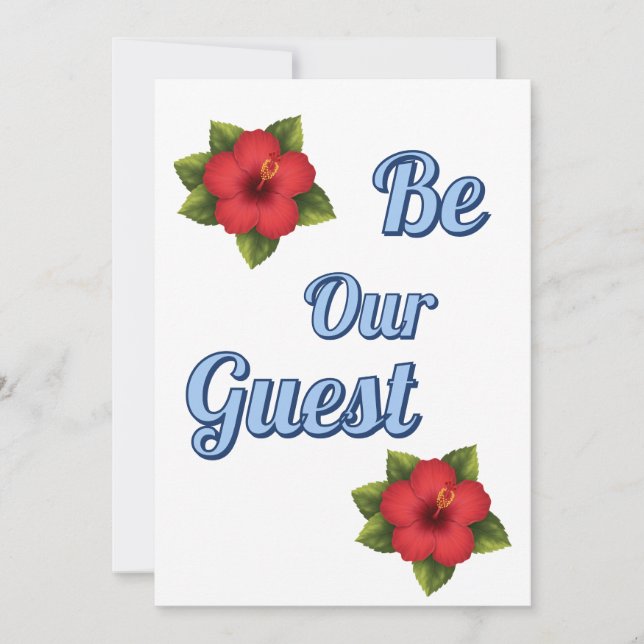 Red Hibiscus Flower Card | Invitation Card | (Front)