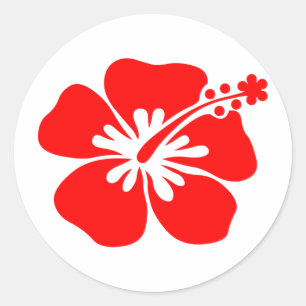 Red hibiscus flower classic round sticker