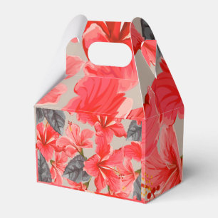 Red Hibiscus Flower Favour Box