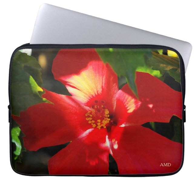 Red Hibiscus Flower in Sunlight Laptop Sleeve (Front)