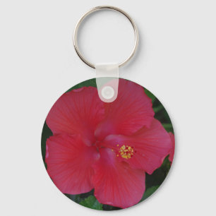RED HIBISCUS FLOWER KEY RING