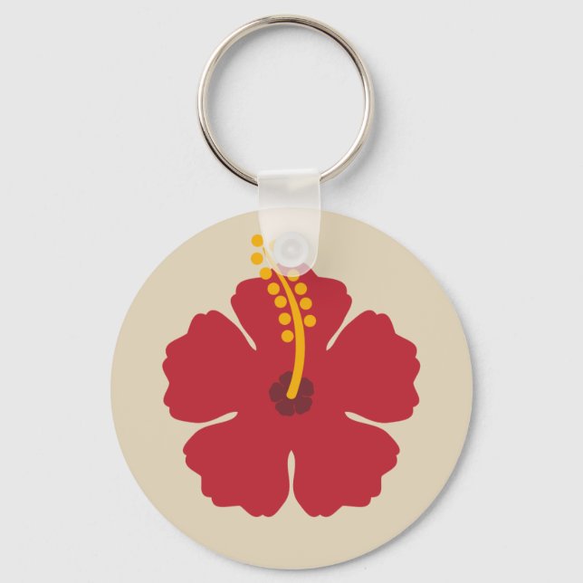 Red Hibiscus Flower Key Ring (Front)