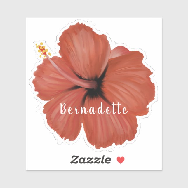 Red Hibiscus flower name sticker (Sheet)