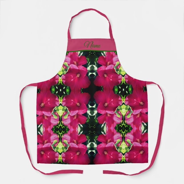 Red Hibiscus Flower Pair Abstract Personalised  Apron (Front)