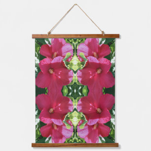 Red Hibiscus Flower Pair Close Up Abstract Hanging Tapestry