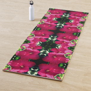 Red Hibiscus Flower Pair Close Up Abstract  Yoga Mat