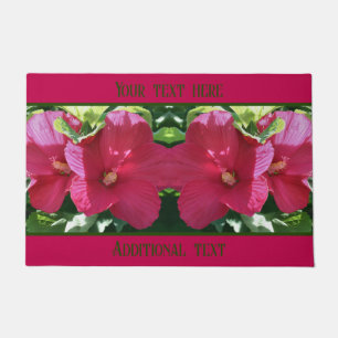 Red Hibiscus Flower Pair Close Up Personalised Doormat