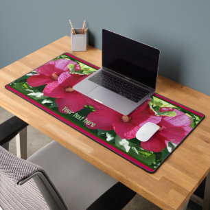 Red Hibiscus Flower Pair Close Up Personalized Desk Mat