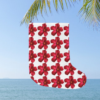 Red Hibiscus Flower Pattern Christmas Stocking