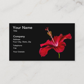 Red Hibiscus Flower Side View Business Card