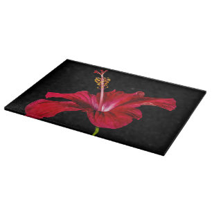Red Hibiscus Flower Side View Cutting Board