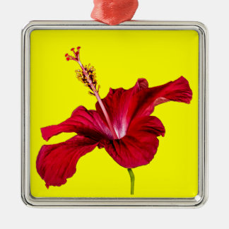 Red Hibiscus Flower Side View Metal Tree Decoration