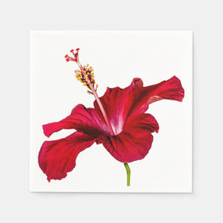 Red Hibiscus Flower Side View Napkin