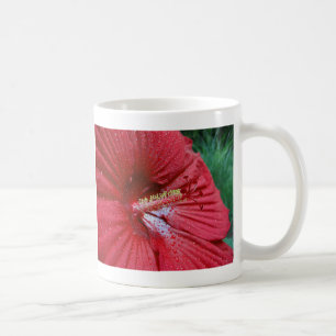Red Hibiscus Flower With Raindrops Photo Coffee Mug